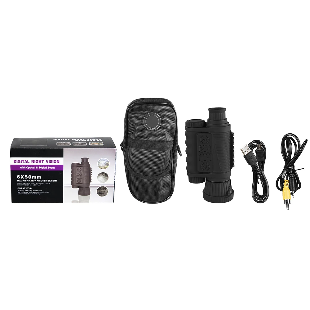 Digital Optical Infrared Night Hunting 6x50 Single Night Vision Instrument 200m Range Telescope Image Vdeo Monocular Binoculars