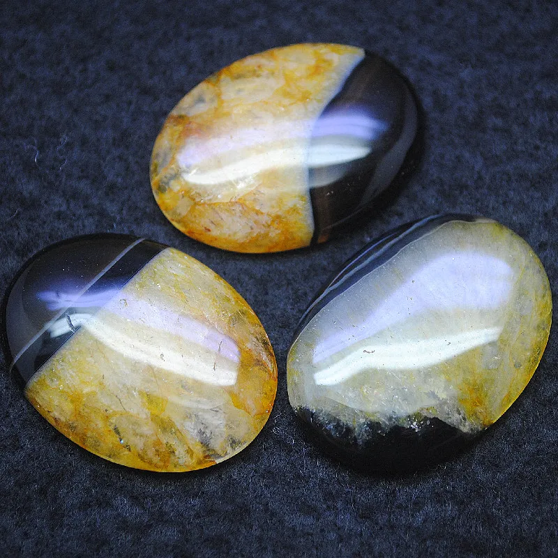 3PCS Nature Semi Precious Stone Pendants Oval Shape Natural Agate Beads No Hole Size 30X40MM 4 Differents Colors Wholesale Free