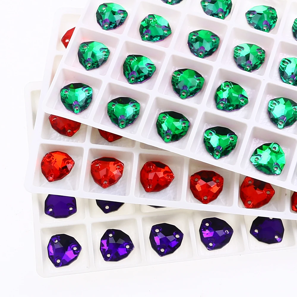 Crystal Rhinestones Fat Triangle All Color Sew On Stones Glass High Quality Flatback Sewing Rhinestone For Clothes Dress Shoes