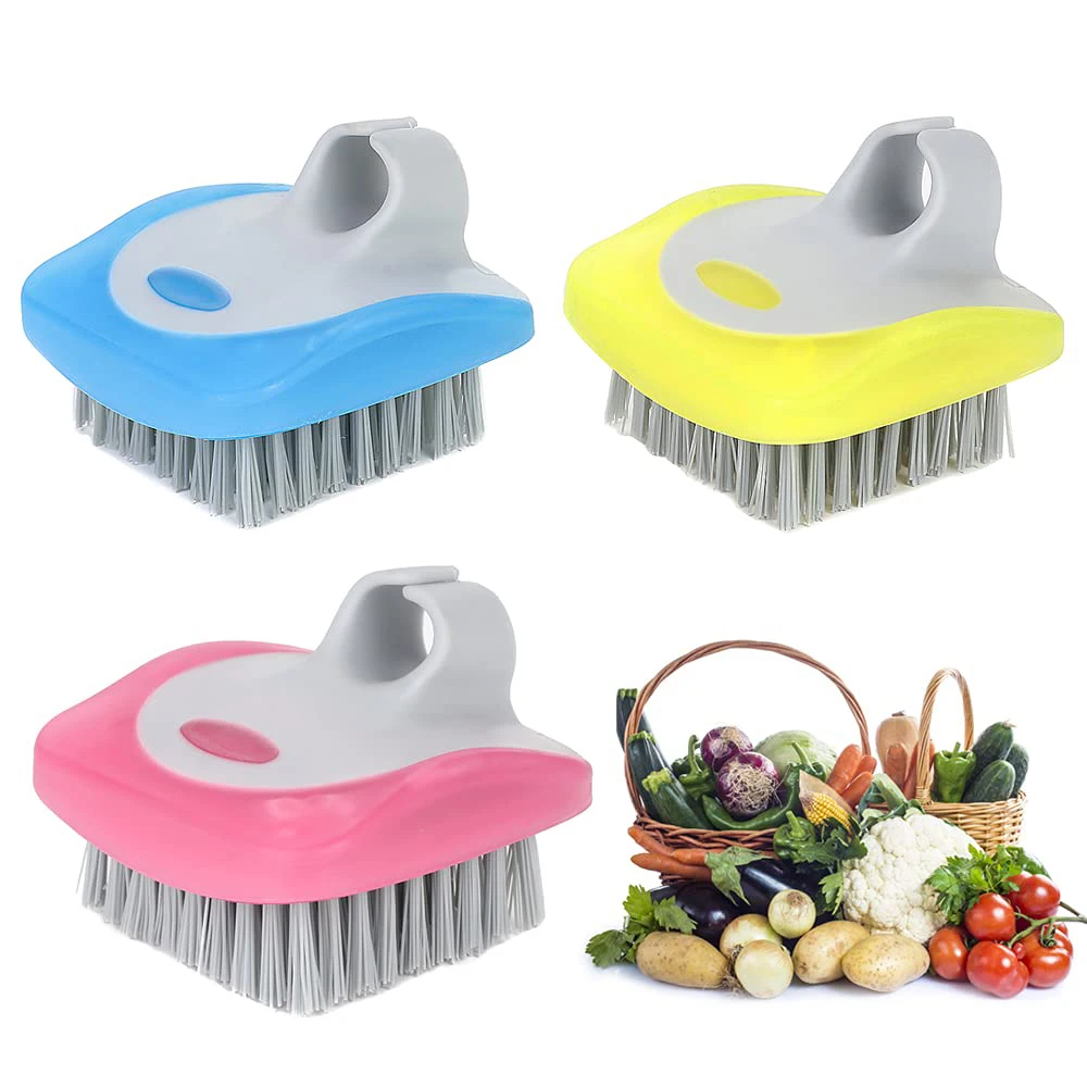 Vegetable Brush Scrubber for Food, Mushroom Brush, Fruit and Veggie Brush Scrubber with Ring, Vegetable Cleaning Brush