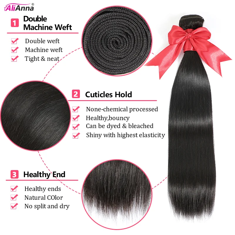 26Inch Human Hair Bundles 10A Brazilian Raw Hair Weave Bundles 30 38 40 Inch Straight Human Hair Bundles Hair Extensions