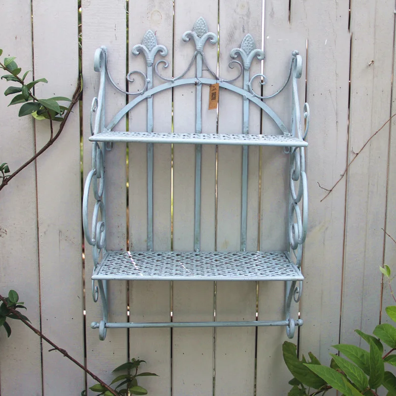 

2 Tier Handcrafted Retro Vintage Metal French Wall Shelf