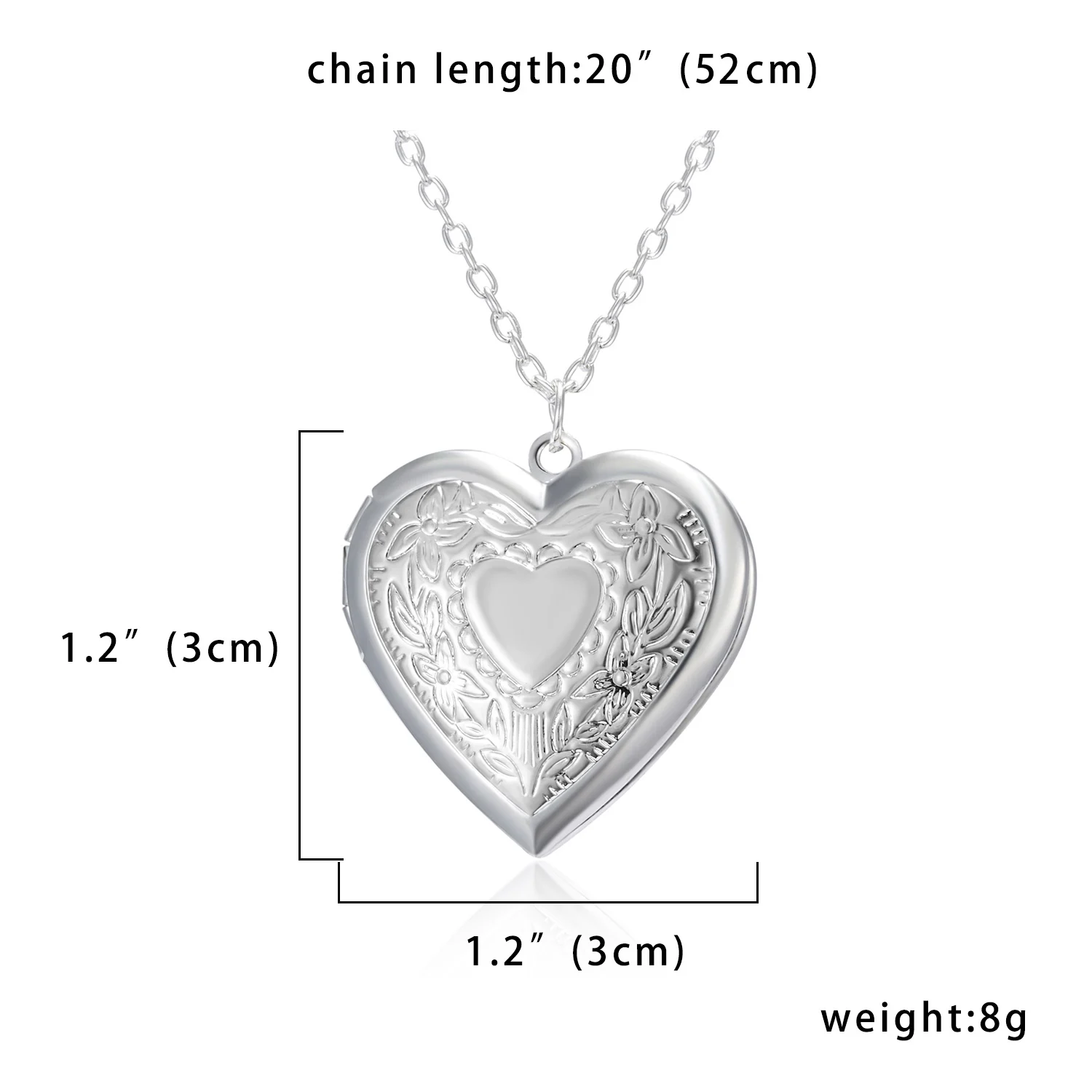 Unique Silver Color Photo Frame Pendant Necklace Carved Designs Heart-shaped Openable Locket Necklace Family Jewelry Gift