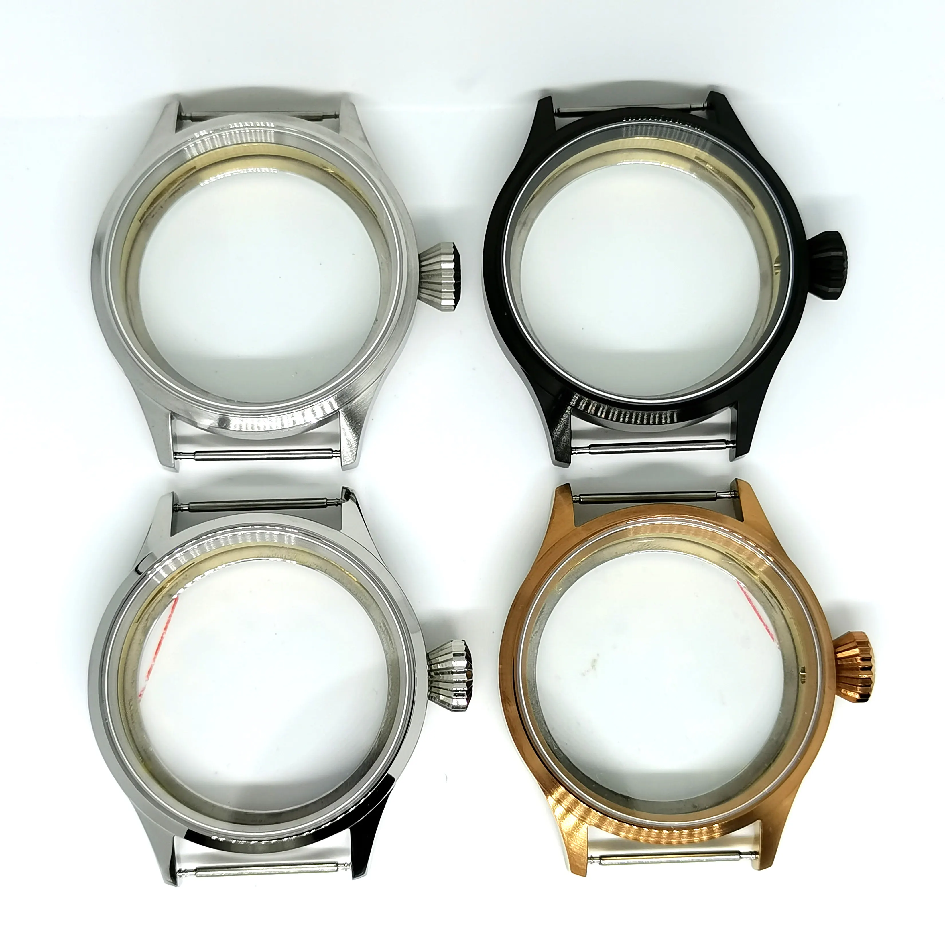 

44MM Watch Case 316 Stainless Steel Sapphire Glass Fit St36 Eta 6498/6497 Manual Winding Movement