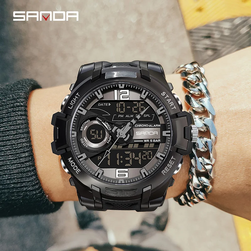 Luxury Sport Outdoor Watch Men Top Brand Men\'s Electronic Watches Second Chronograph Calendar Display Clock Waterproof Wristwach