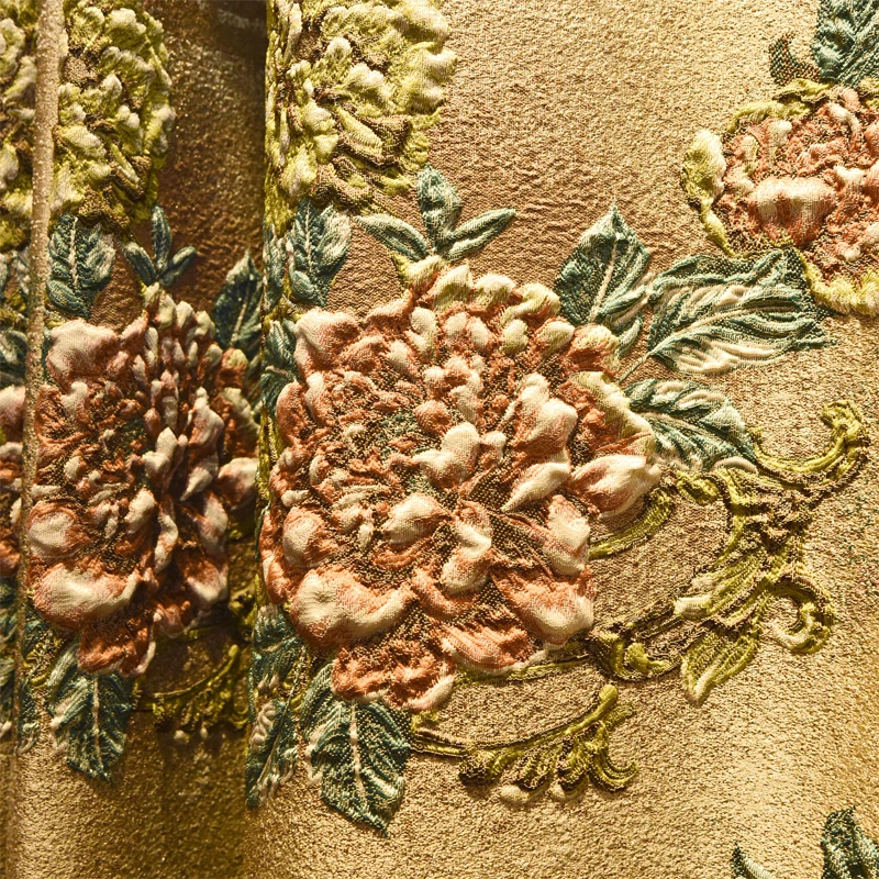 European top luxury 3D embossed jacquard full blackout elegant living room curtains classic brown thick curtains for the bedroom