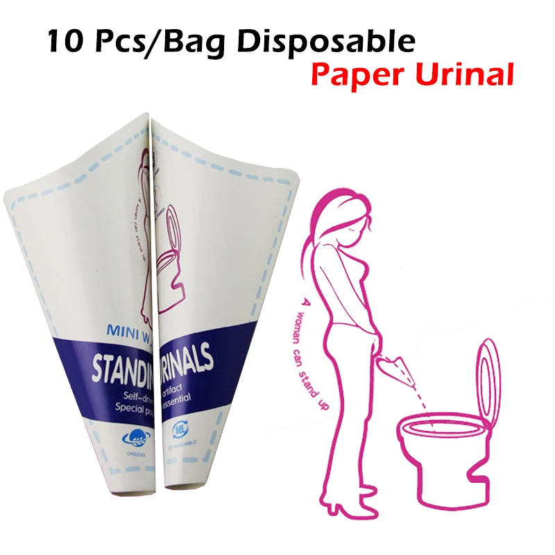 10Pcs Disposable Emergency Paper Urinal Woman Urination Device Portable Outdoor Toilet Tool Stand Up Pee for Camping Travel Car