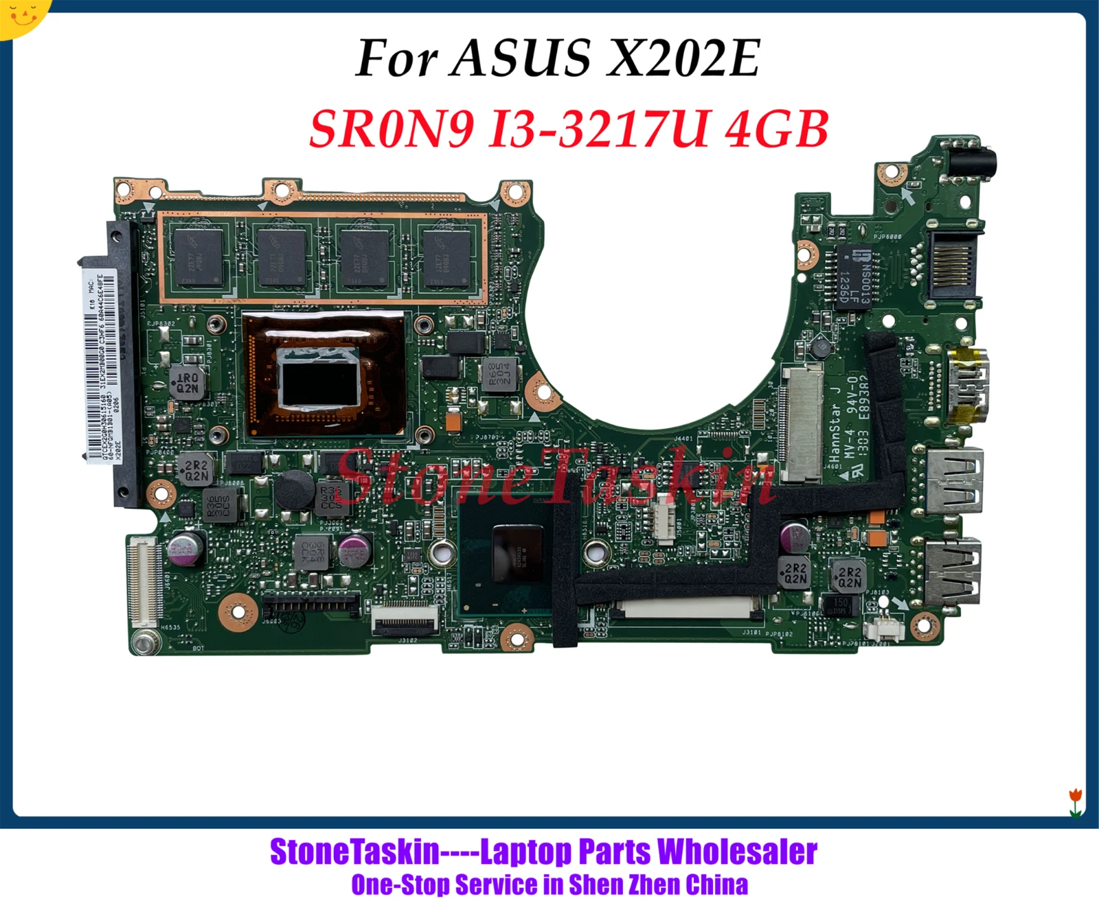 StoneTaskin For ASUS X202E Laptop Motherboard Classical SR0N9 I3-3217U 4GB RAM Onboard  X201E S200E X201EP Mainboard 100% Tested