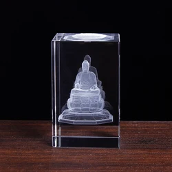 New design Classic Trasparent Crystal cube with 3D Buddha Statues Sculptures Home Decoration Crafts Religious Belief Souvenir