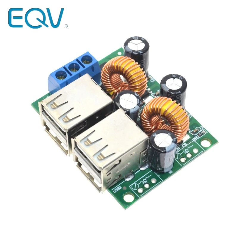 4-USB Port Step-down Power Supply Converter Board Module DC 12V 24V 40V to 5V 5A For MP3/MP4 Phone Car Equipment