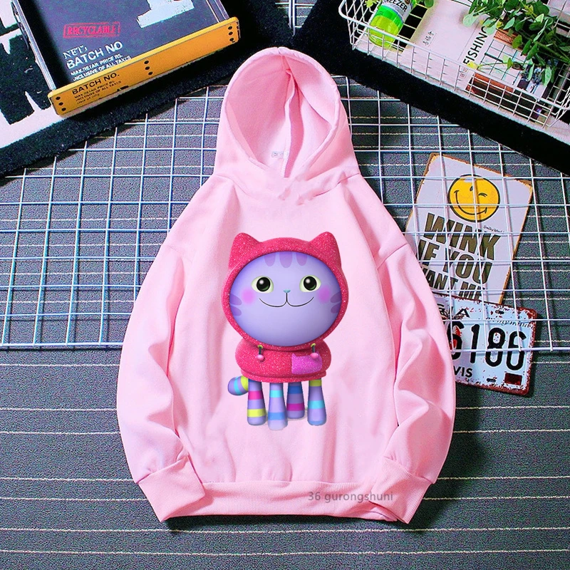 Gabby'S Dollhouse Graphic Print White Hoody Girls Music Lover Hip Hop Kids Clothes Harajuku Kawaii Children Clothing Sweatshirt