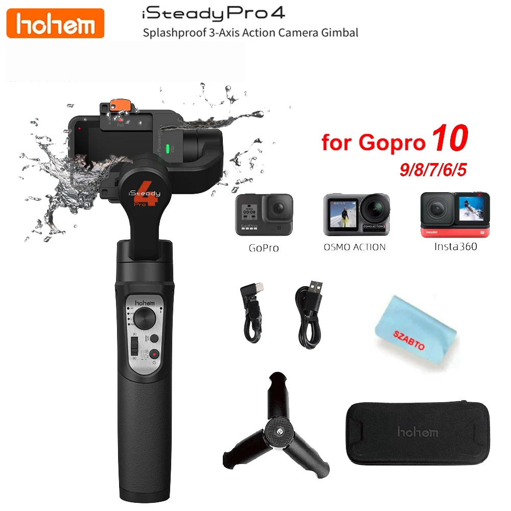 Hohem  3-Axis Handheld Gimbal Waterproof Action Camera Stabilizer for DJI Osmo Gopro Hero8//7/6/5/4 RXO SJCAM ISteady Pro 3/Pro4