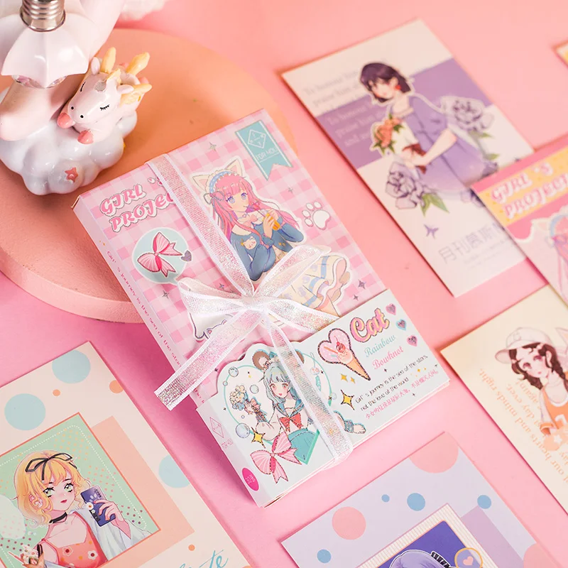 30 Pcs/Set Girl's Dream Project Postcard DIY Cartoon Girl Greeting Cards Message Blessing Card Gift Stationery