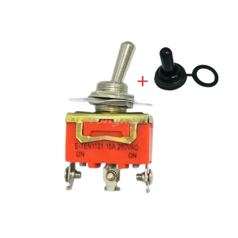 1pc E-TEN1121 Heavy Duty 15A 250V AC 3PIN ON-ON 12mm Toggle Switch Rocker Switch Power With Waterproof Cap
