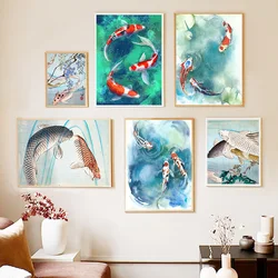 Feng Shui Zen Carp Koi Fish Pisces Wall Art Canvas Painting Nordic Poster And Print Pictures For Living Boho Room Home Decor