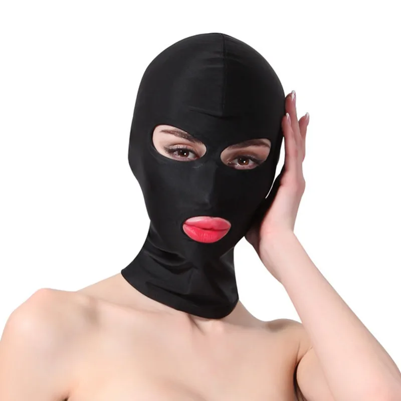 Exotic Fetish Accessories of Sexy Elasticity Full Face Eye Mask with Open Mouth for Men Women Sex Games Flirt Erotic Products