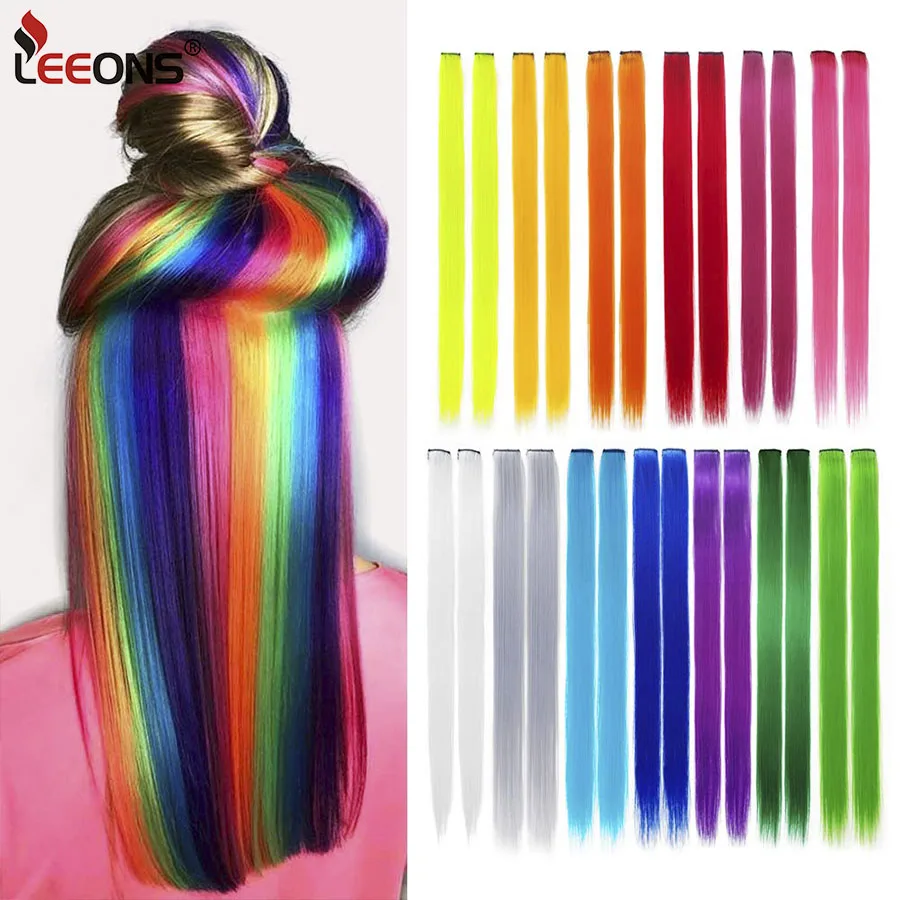 Synthetic Clip In One Pieces Raiinbow Hair Extensions  Straight Synthetic Hair Pieces 18\