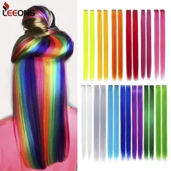 Raiinbow – Extensions synthétiques en une pièce, postiche lisse, 18 pouces, longue, ombré, rose, violet, rouge, bleu