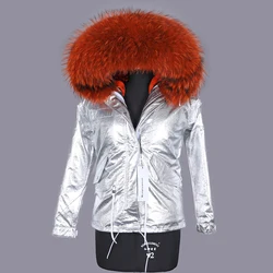 O novo maomokong 2020 real gola de guaxinim inverno feminino wear jacket com algodão engrossado prata casaco de inverno jaqueta feminina