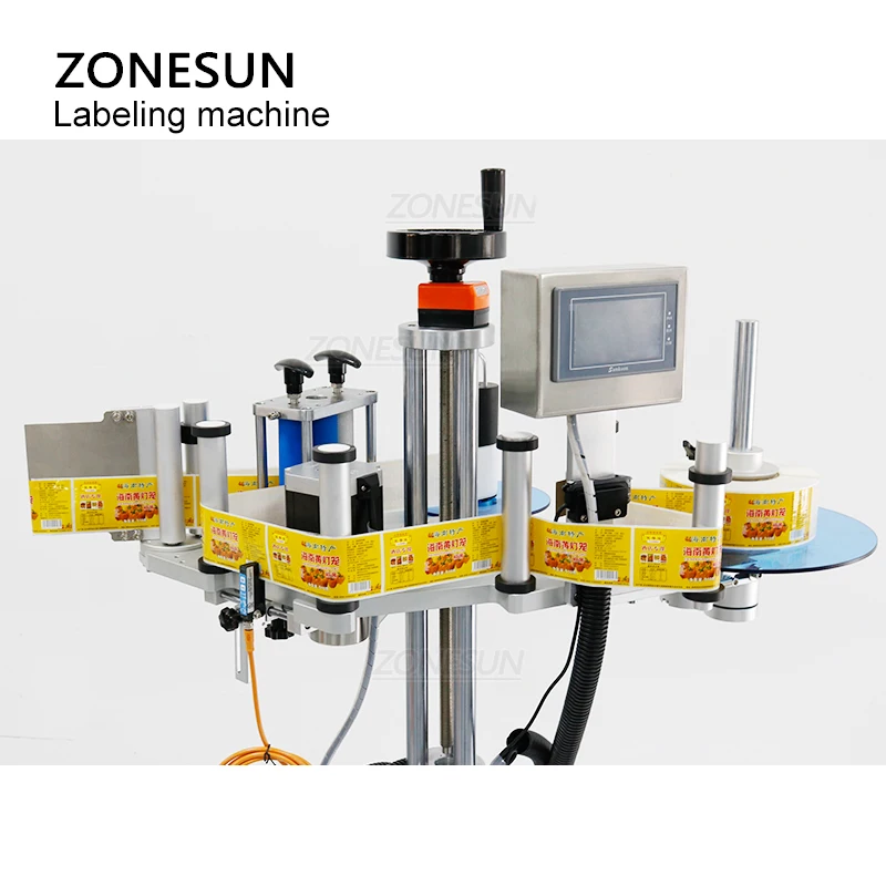 Zonesun XL-T852 Automatische Draagbare Ronde Oppervlak Labeling Machine Label Applicator Fles Sticker Labeler Fabriek