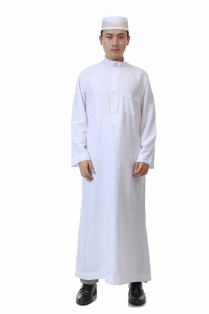 Roupas islâmicas masculinas comprimento manga longa solta muçulmano arábia saudita paquistão kurta trajes muçulmanos vestido muçulmano kaftan thobe