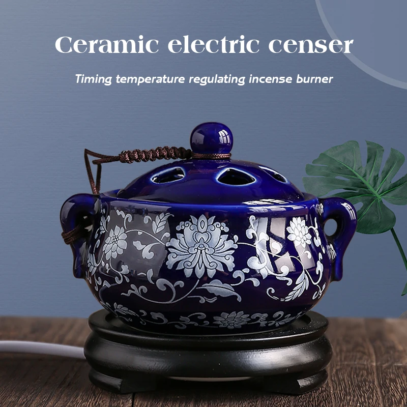 Electric Ceramic Sandalwood Incense Burner Adjustable Electronic Aroma Burner Aromatherapy Lamp Essential Oil Censers Home Decor