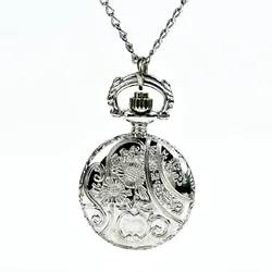 Wild simple small silver apple pocket watch