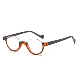 Fashion Half Rim Round Reading Glasses Inverted Presbyopic Eyewear Anti Blue Light Magnifier Computer Reader