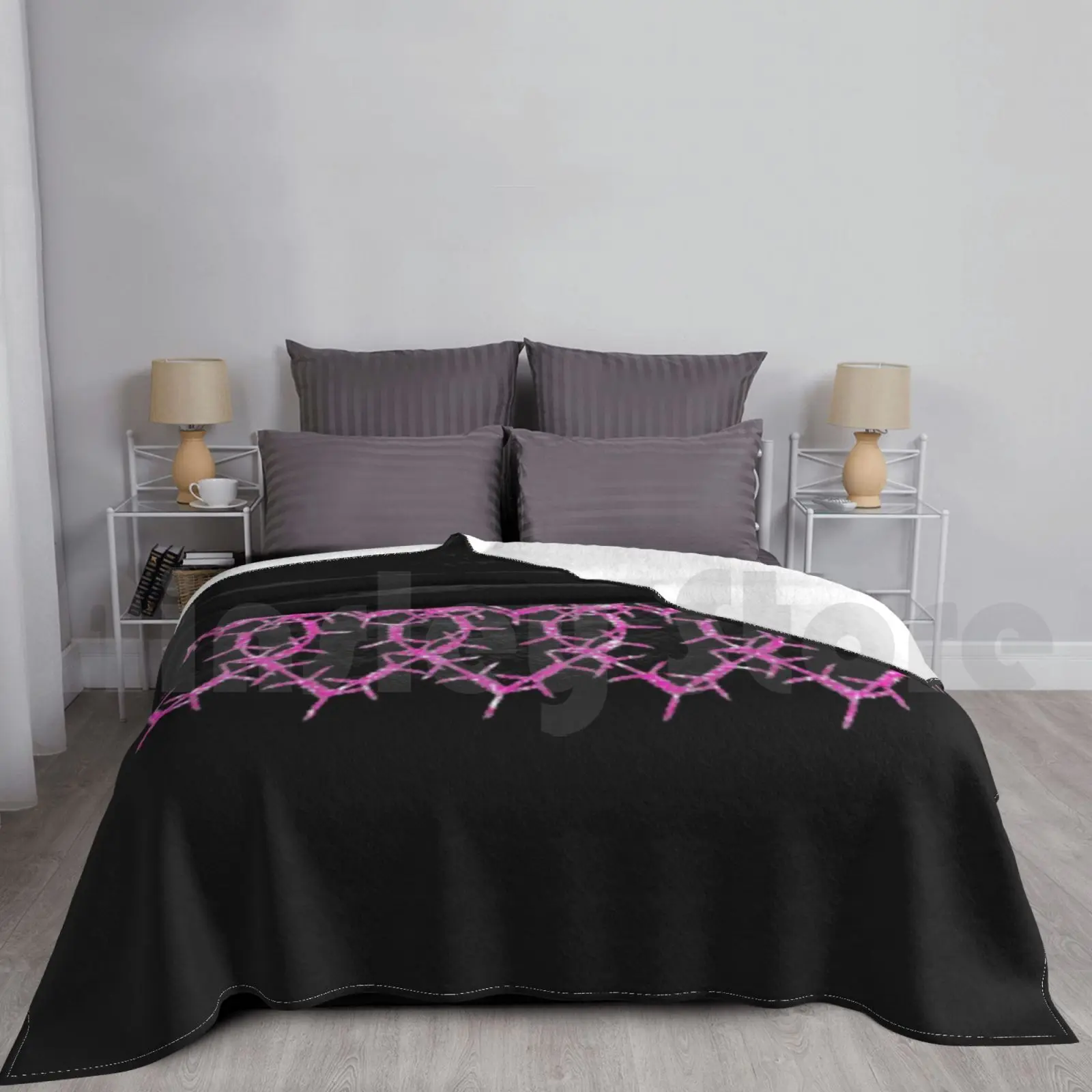 Barbed Wire Hearts Blanket For Sofa Bed Travel Emo Cute Anime Scene Scenecore Webcore Rainbowcore Kidcore