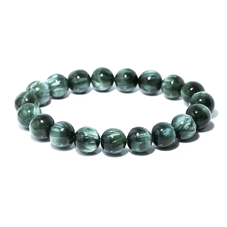 

1 PCS 6-14 mm AAA Natural Precious Russian Seraphinite Stone Beads Bracelet