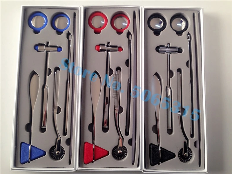 Set 5 IN 1  sets of high quality percussion hammer and nerve hammer Multifunctional Percussor Diagnostic Reflex Stethoscope