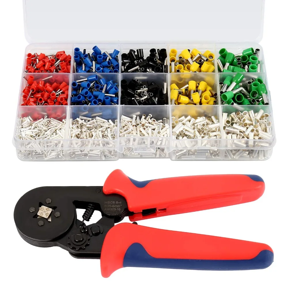 

0.25-10mm tubular crimping pliers tools set 1640pcs terminal crimping tools mini electrical pliers HSC8 precision clamp set