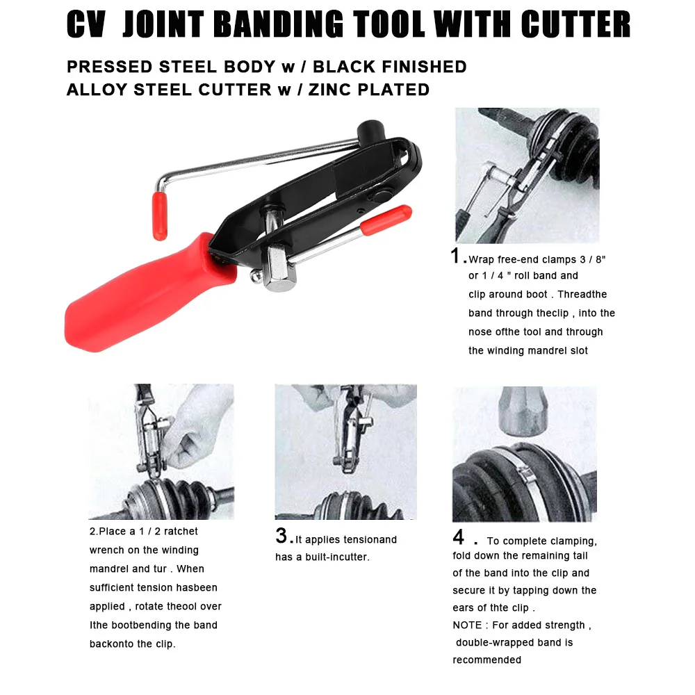 Hand Installer Tool CV Joint Boot Clamp Pliers Car Banding Hand Tool Kit Durable for Exhaust Pipe Fuel Filter Multi-Function