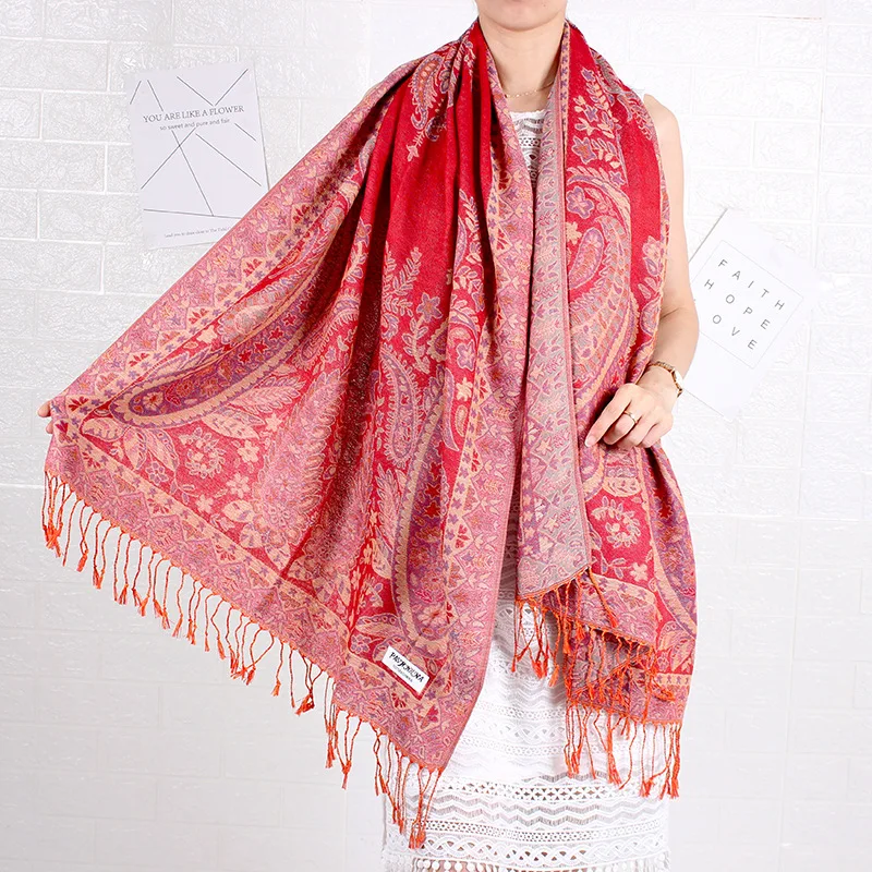 2021 New Echarpes Women Shawls Scarf Imitation Cashmere Cape Tippet Jacquard Flower Poncho Mantilla Tassels Wrap Chal Stole