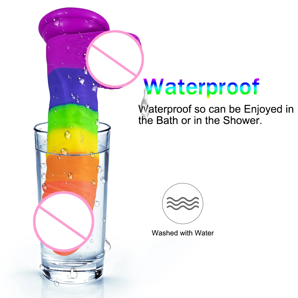 Super Realistic Silicone Rainbow Dildo Huge Anal Penis Gode Suction Cup Sextoys Female Masturbation Faloimitator Products Dick