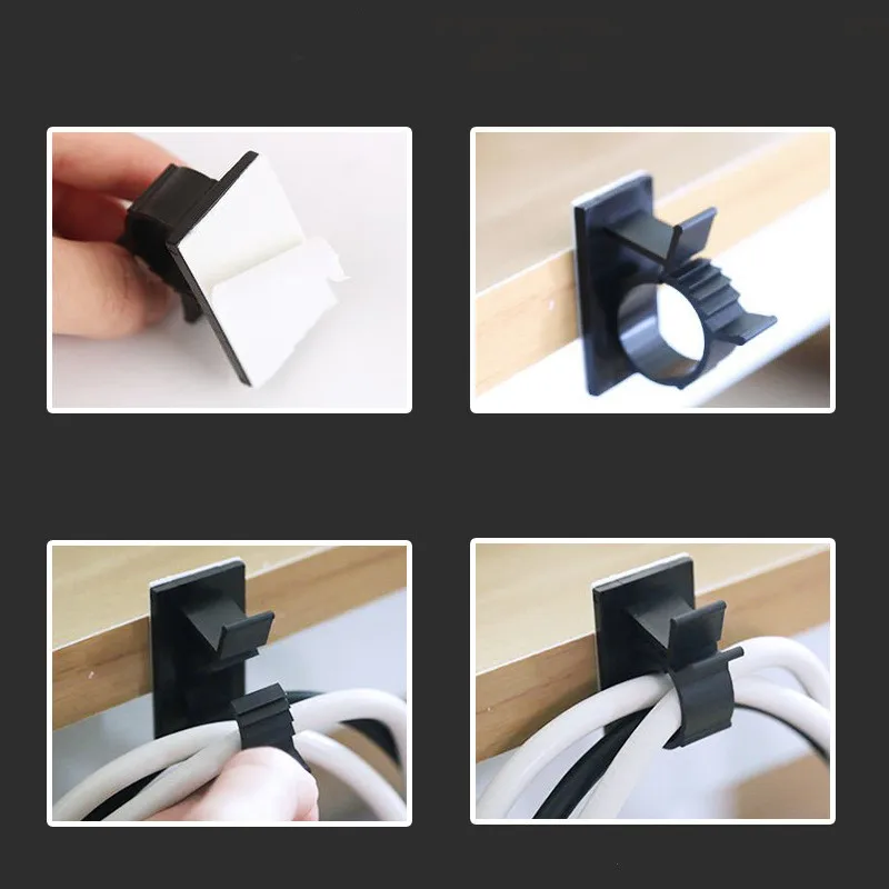 10Pcs Self-adhesive Wire Tie Cable Clamp Clips Holder Wire Organizer Cable Clip Buckle Clips Ties Fixer Holder Line Cable Winder