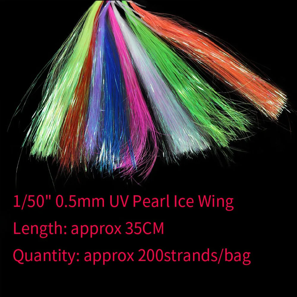 Vampfly 2Bags 0.5MM UV Pearl Colour Ice Wing Flash Tinsel Crystal Flashabou Tinsel Saltwater Streamer Flies Fly Tying Materials