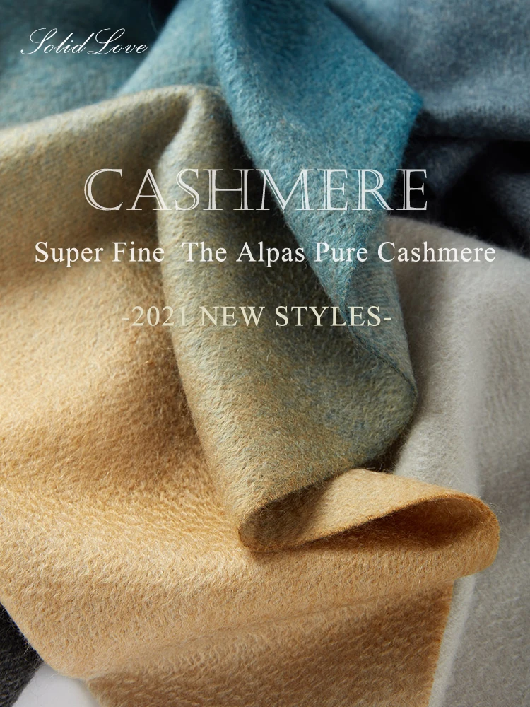New Women Cashmere scarf Shawl Wrap Gradient Color Winter Autumn Warm Fashion Ladies Pashmina 100% Cashmere Scarf 2021 Mongolia