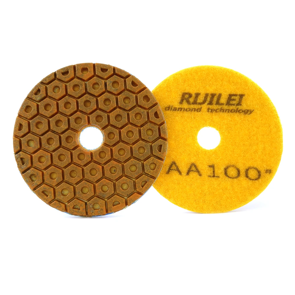 Imagem -02 - Rijilei Super Diamond Polishing Pad Cobre Metal Bond Moagem Rápida para Mármore Granito Pedra 100 mm 4