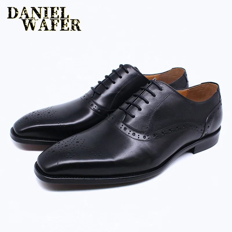 Herren-Oxford-Schuhe aus echtem Leder in Braun und Schwarz, hochwertige Business-Anzug-Hochzeitsschuhe mit Schlangenmuster und Schnürung – Detail 4