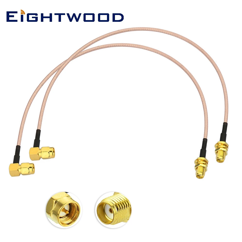 

Eightwood 2pcs RF Coax Cable Assembly Adapter SMA Jack Female to SMA Plug Male Connector Right Angle Crimp RG316 Cable 6ft