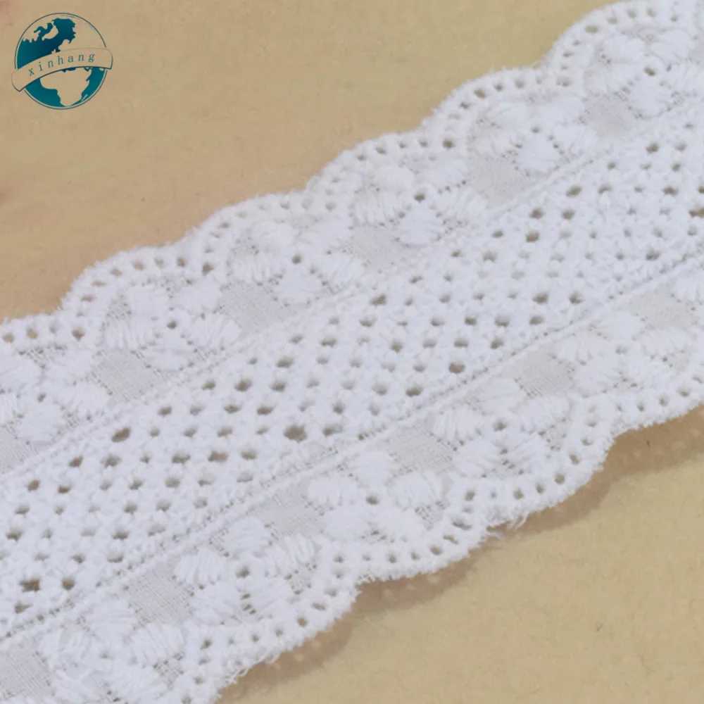 100% Cotton Embroidery Lace Sewing Ribbon Fabric Warp Knitting DIY Garment Wedding Accessories Guipure Trim 4cm Width #4241