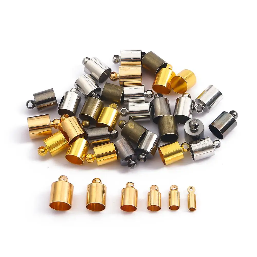 

50pcs/lot Tassel Leather Cord End Crimp Caps Beads 3 4 5 6 7 8 9 10 mm End Tip Cap For DIY Jewelry Making Findings Supplies