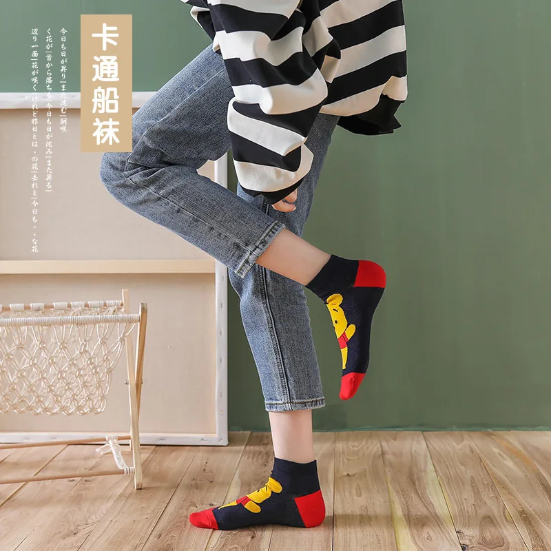 5 Paare/los Casual frauen socken Korea cartoon tier maus ente bär socken Baumwolle mädchen lustige ankle socken größe 35-41 dropshipping