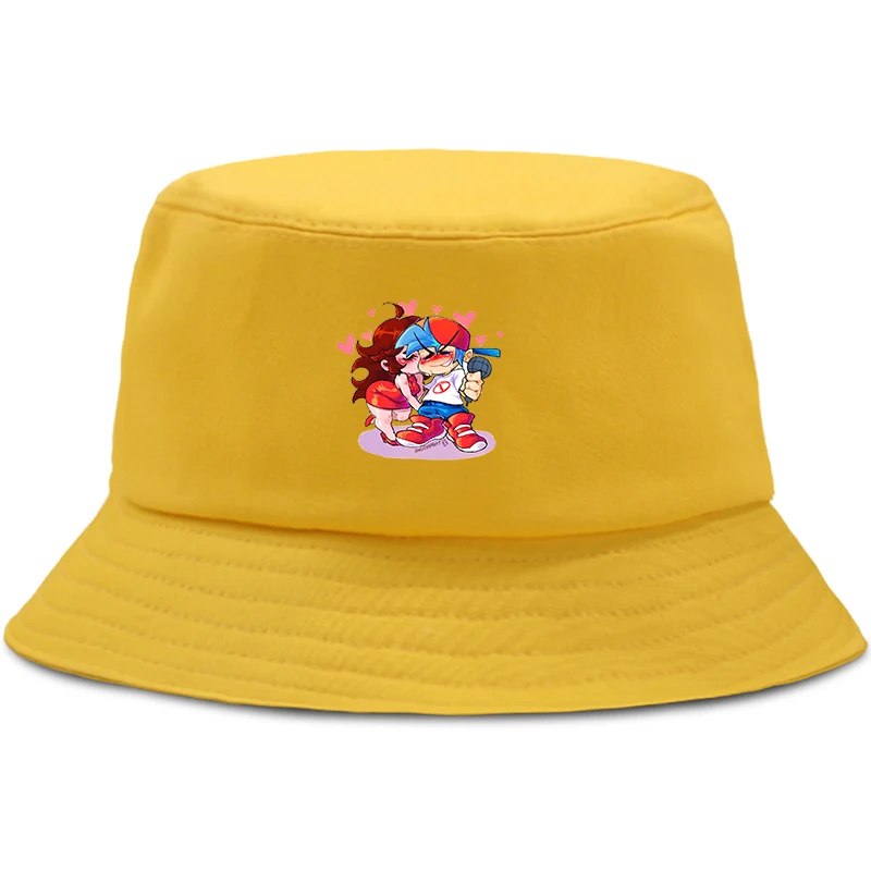 Parent-child Game Friday Night Funkin Bucket Hats Summer Boys Girls Student Fisherman Hat Harajuku Black Caps Hip Hop Beach Cap