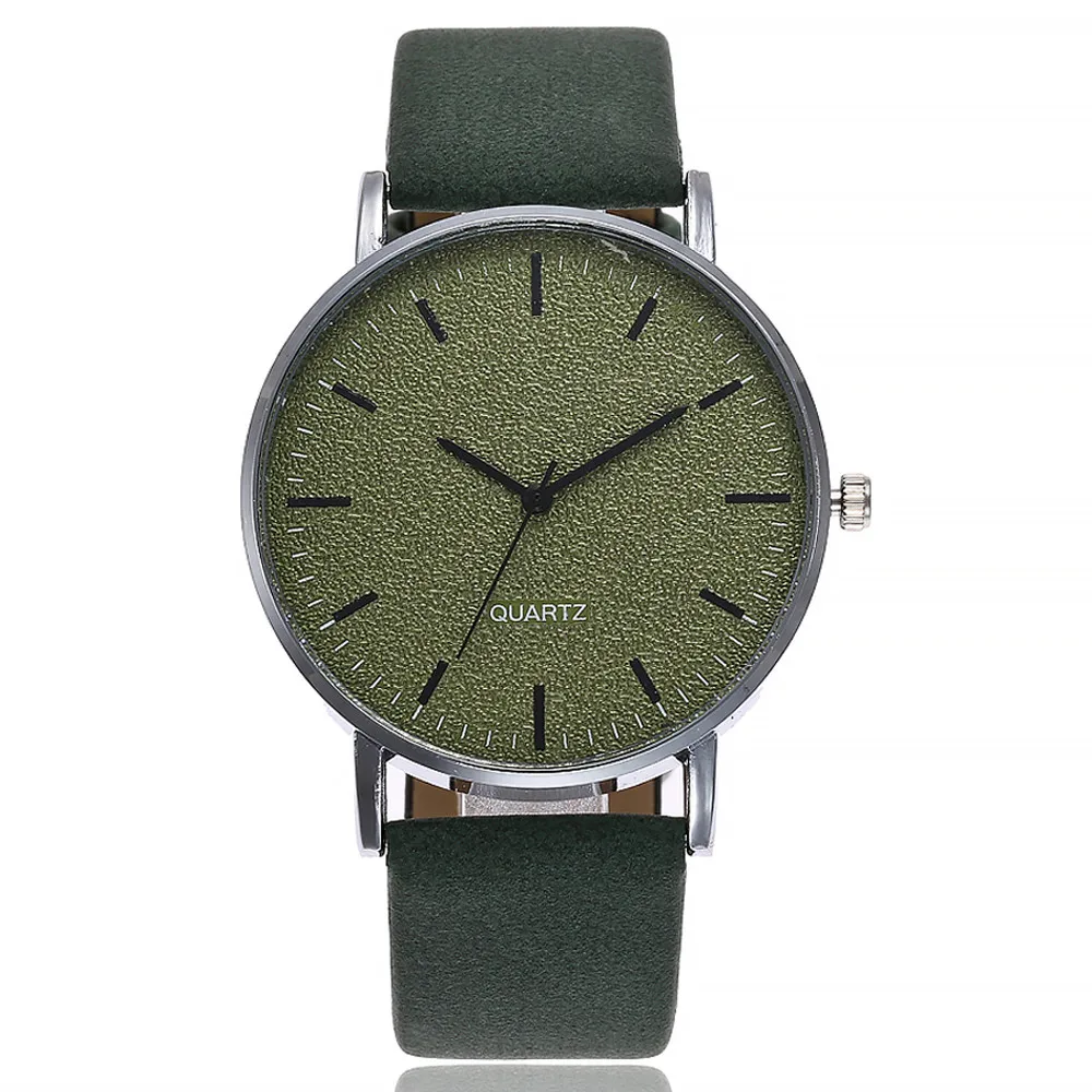 Relógio de quartzo casual masculino, pulseira de couro, relógios de pulso verdes, sem marca, moda, preço barato, 2020