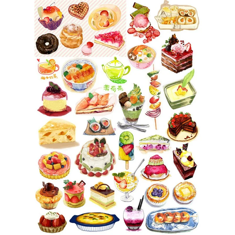 2 pcs/lot Fruits and Vegetables DIY Waterproof Paper Sticker Flakes Stationery Scrapbook Notebook Planner Stickers