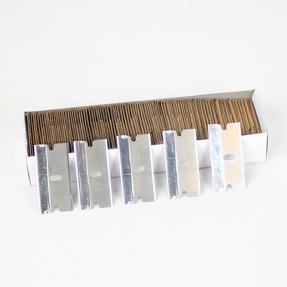 Raizi 100 Pcs Safety Single Edged Razor Blades for Excessive Adhesives Old Film Glue Scraper Removal DIY tools