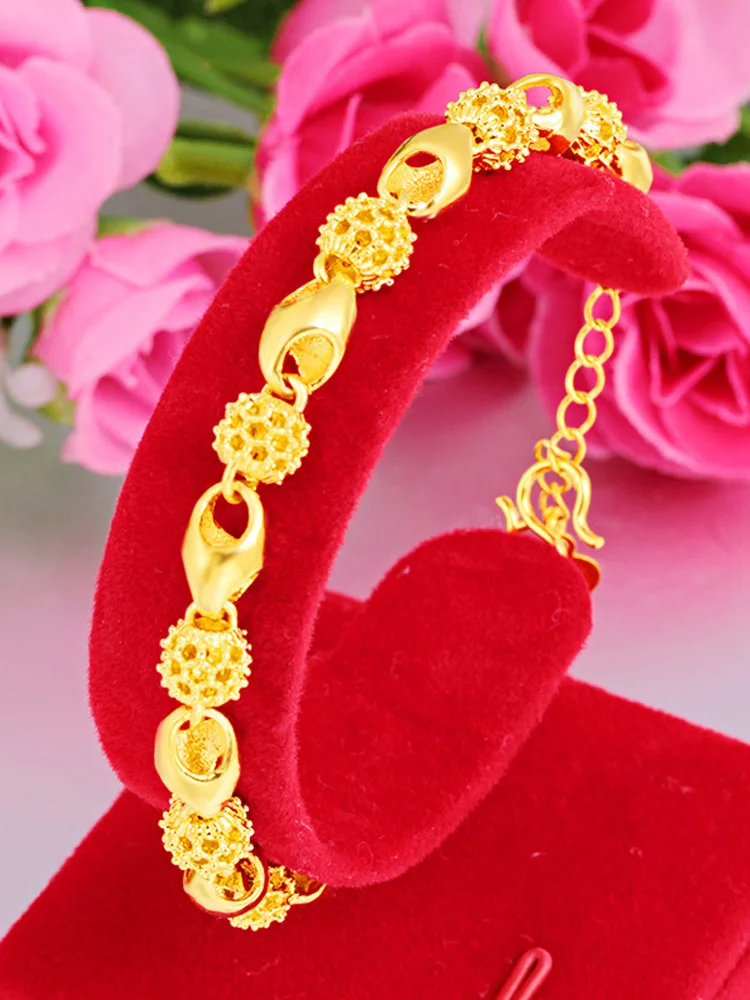 Braccialetto e bracciali Color oro puro all\'ingrosso per le donne, braccialetto a cuore a farfalla gioielli da sposa per donna di moda