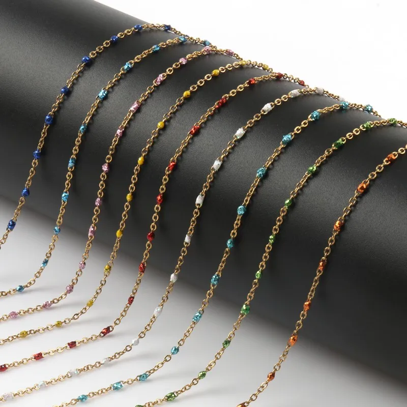 1 Meter Wire Wrapped Rosary Chains Drop Oil Beads Necklace Chain For DIY Bracelet Jewelry Making Handmade Supplies Accessories